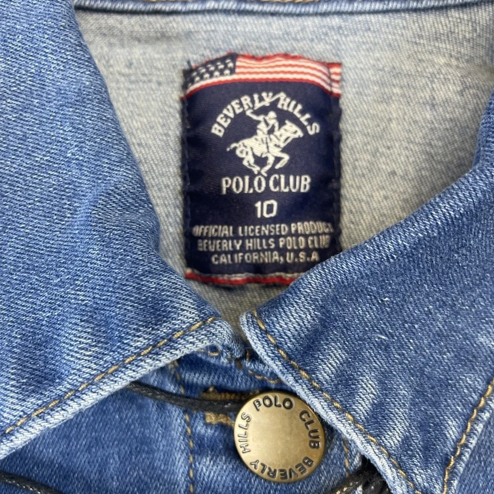 NWT Beverly Hills Polo Club Denim Long Sleeve Pockets‎ Logo Jacket girl's 10